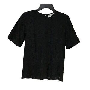 Black scoop neck t-shirt short sleeved Yves St. Clair size 12